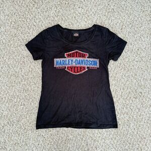 Harley-Davidson Black Tee with Red and Blue Logo